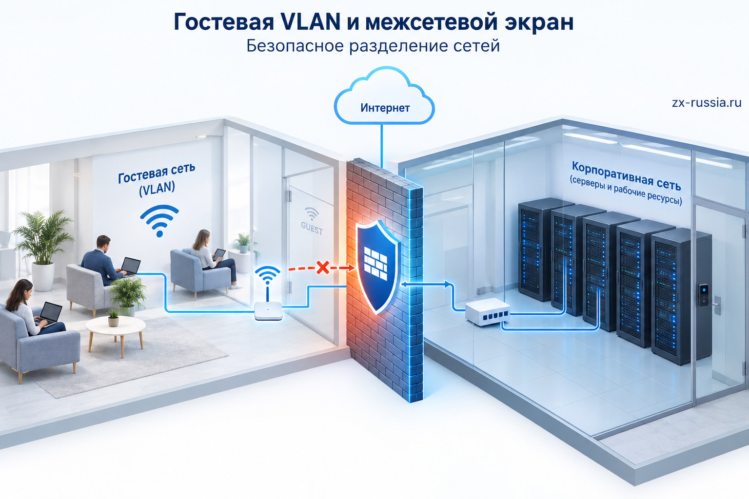 SSID, VLAN на коммутаторе и политика шлюза должны описывать одну и ту же границу доступа.