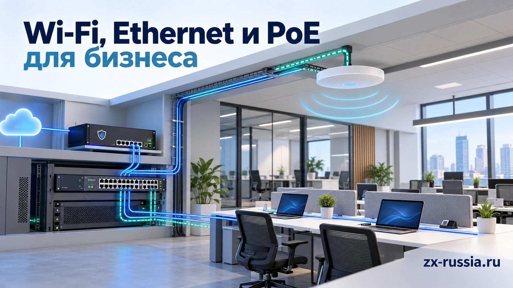 Точки доступа, коммутаторы, питание и межсетевой экран подбираются как части одной корпоративной сети.